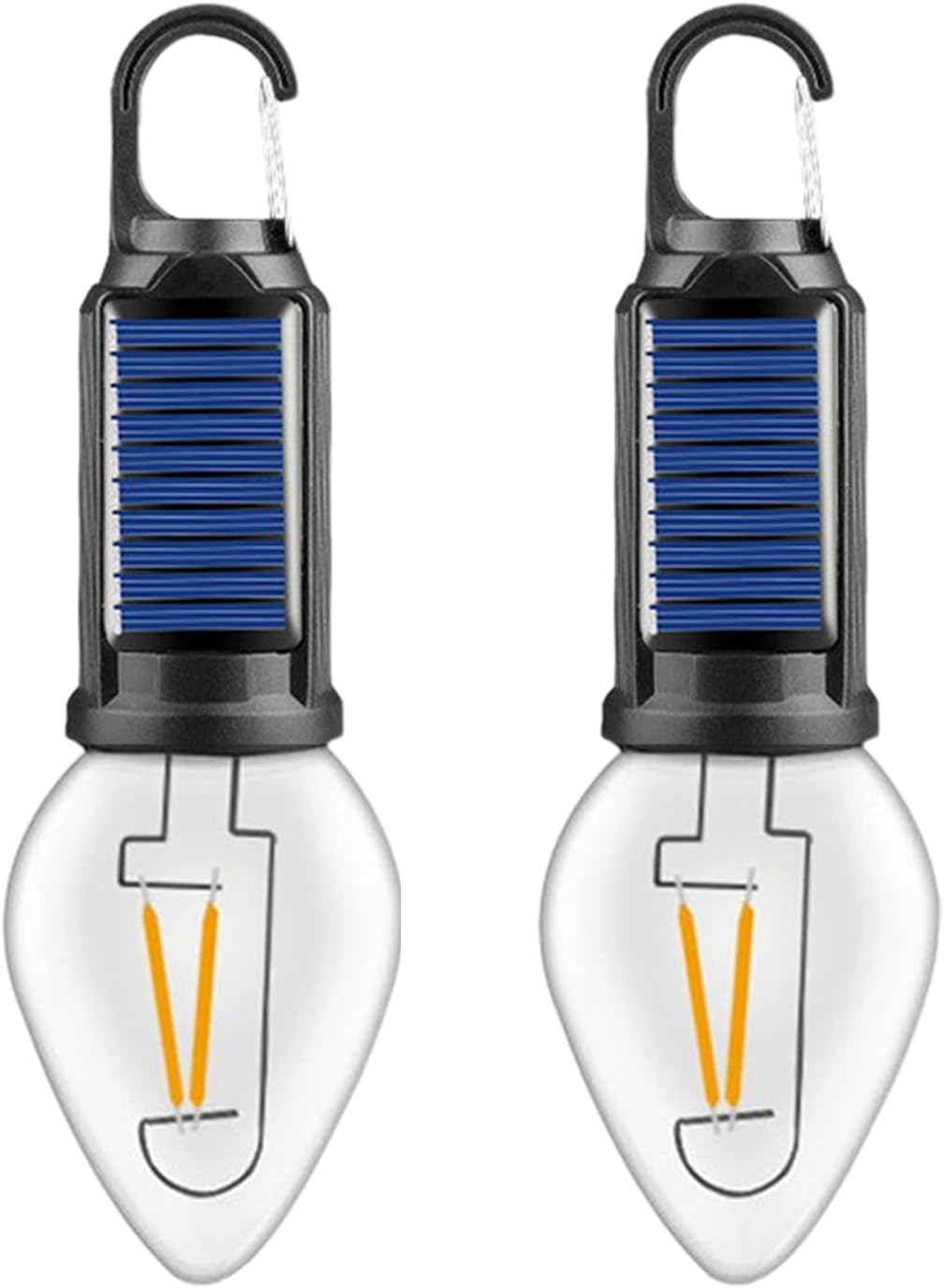 Zestaw 2 lampek namiotowych LED zasilanych energią słoneczną, wodoodpornych, zasilanych energią słoneczną, z 3 trybami oświetlenia awaryjnego