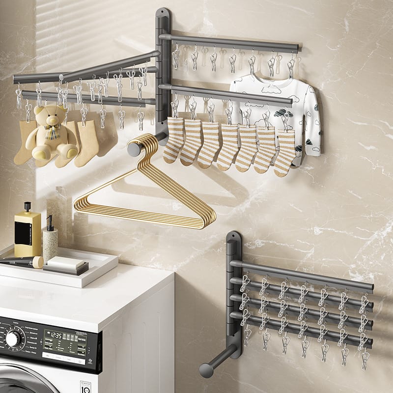 2 Appendiabiti Pieghevoli Da Parete - Girevoli 180°, In Ferro Argento - Per Bagno, Camera, Balcone - Foto 7