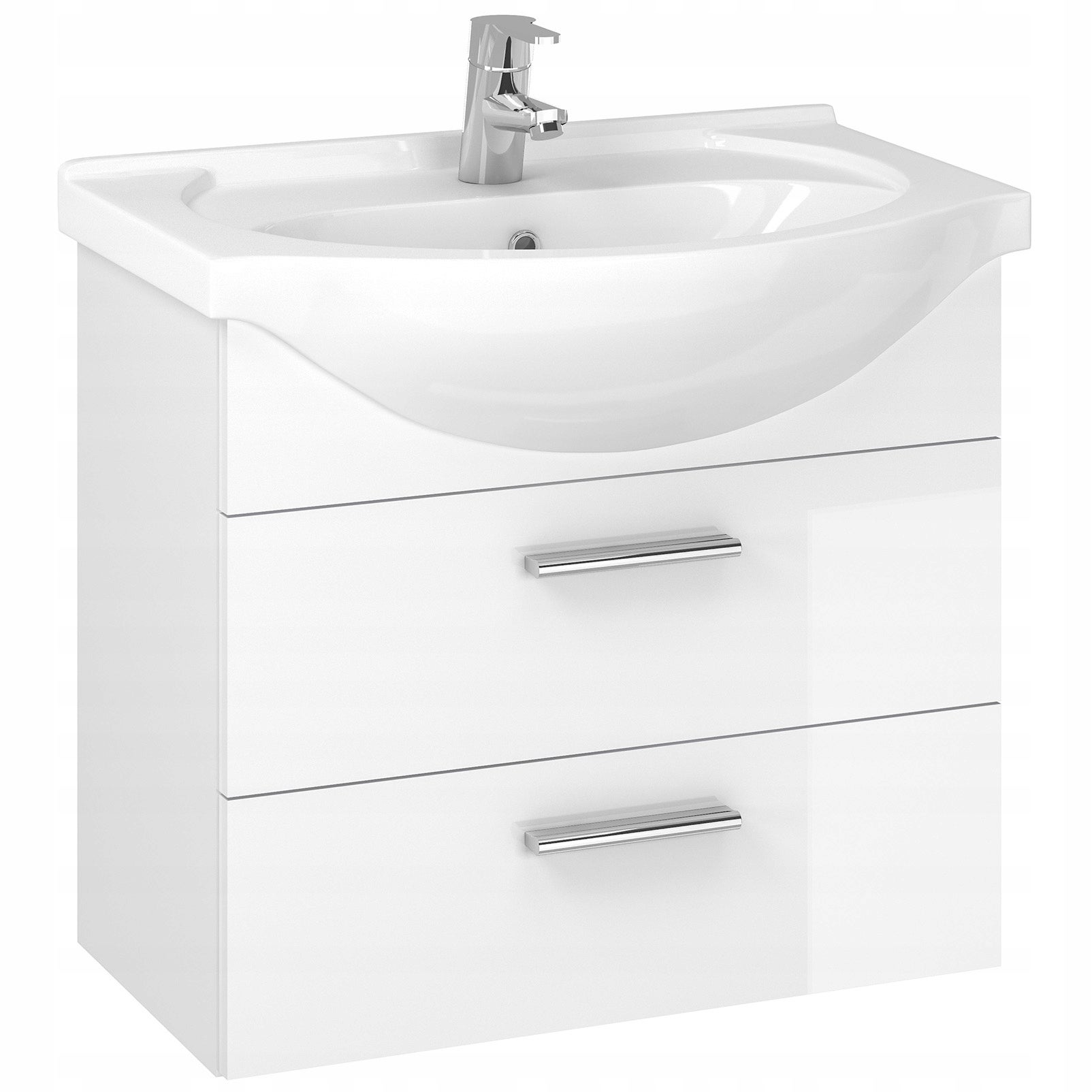 Szafka łazienkowa pod umywalkę z umywalką wisząca zestaw biały połysk 60 cm