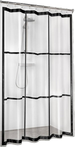 Rideau De Douche Noir Et Blanc "Idyllique Lever Du Soleil" - 120 X 180 Cm - Polyester - Set Avec Crochets - Neuf