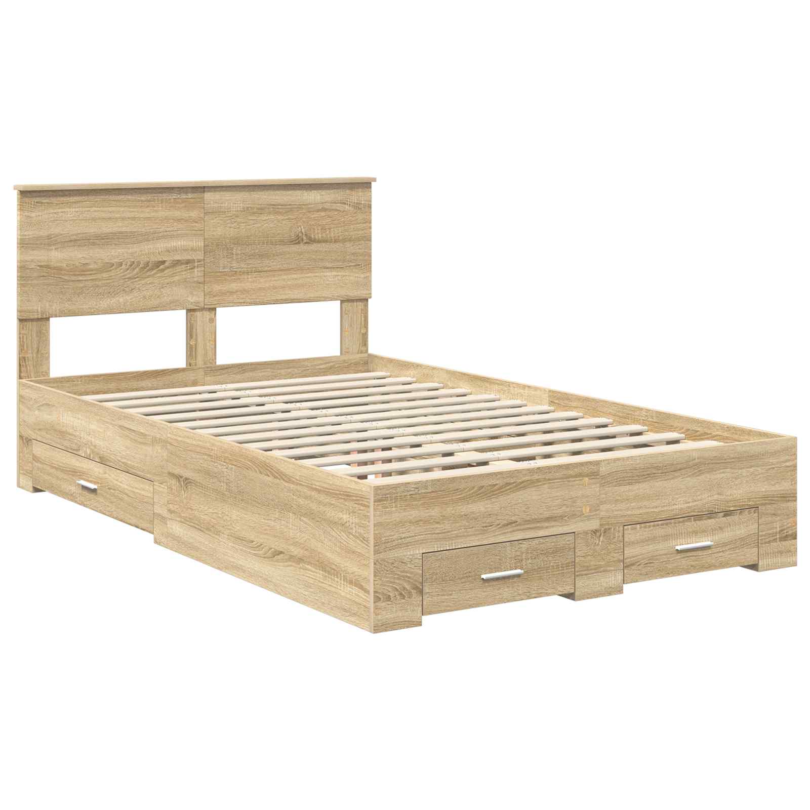 Cadre de lit chêne 135 x 190 cm panneau de bois - 4