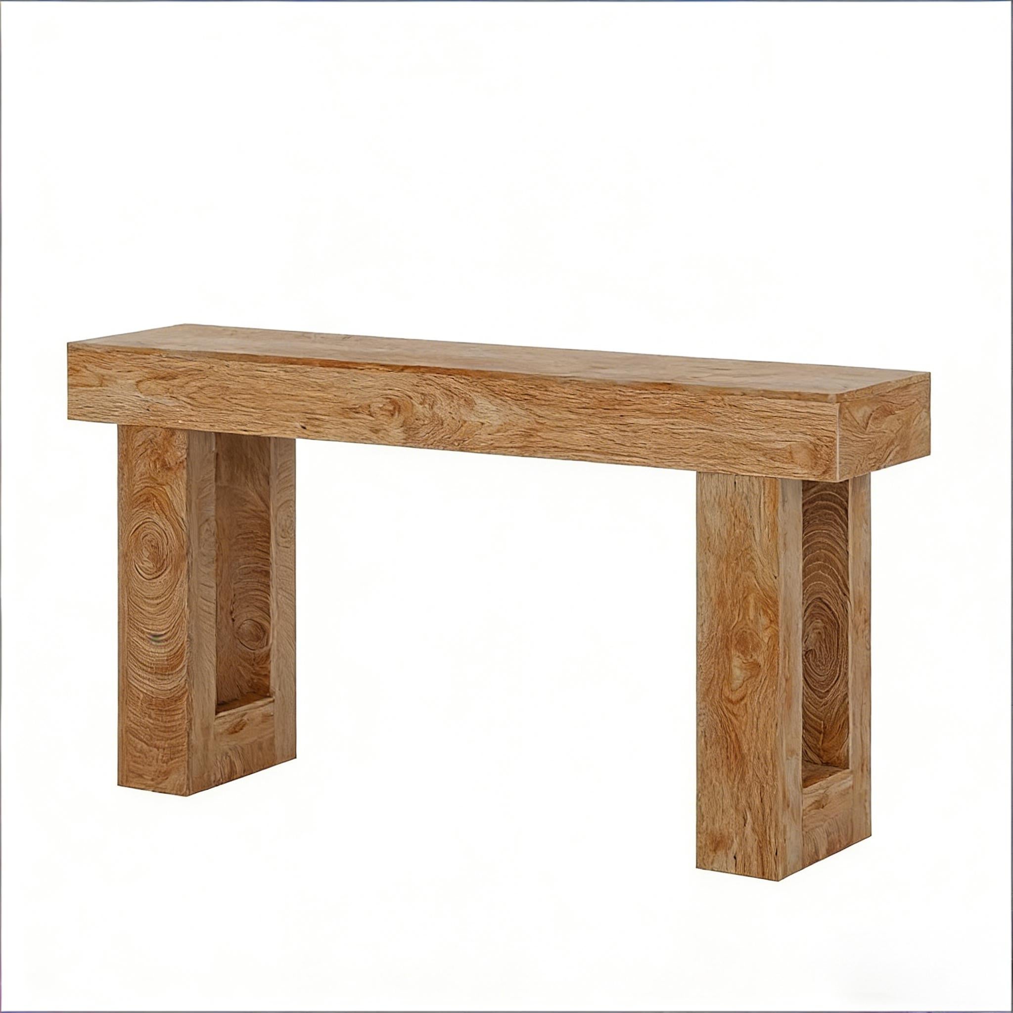 Console 160x35x85 cm avec style rustique, pieds robusts, en bois, couleur marron - 2