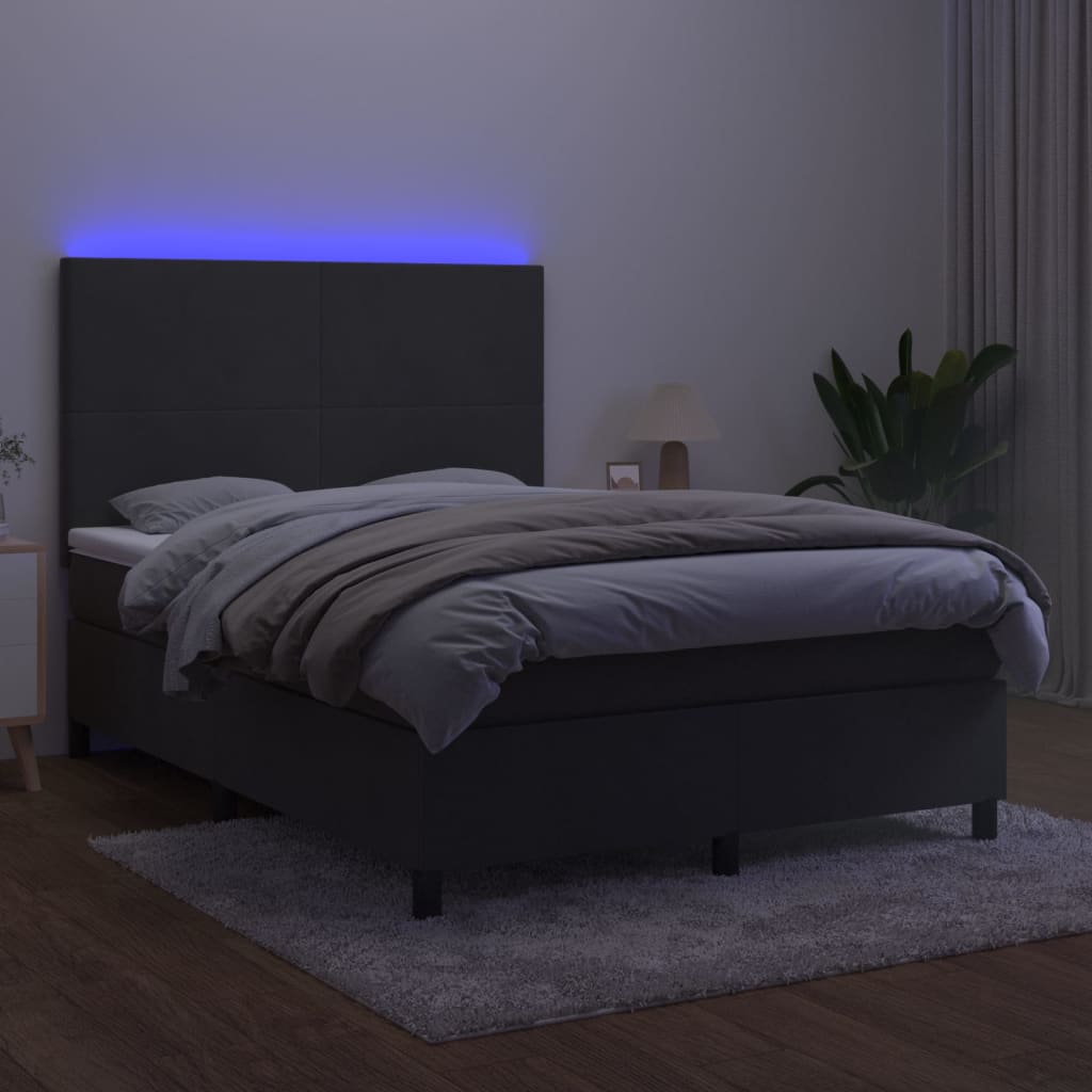 Sommier à lattes de lit avec matelas LED Gris foncé 140x190 cm vidaXL - 5