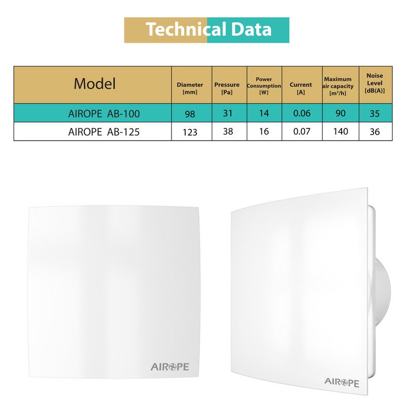 AB-C 100 mm Ventilateur, VMC, Extracteur d'Air avec Clapet Anti-Retour, Faible Consommation d'énergie,pour Salle de Bain,Cuisine,Bureau,WC - 2