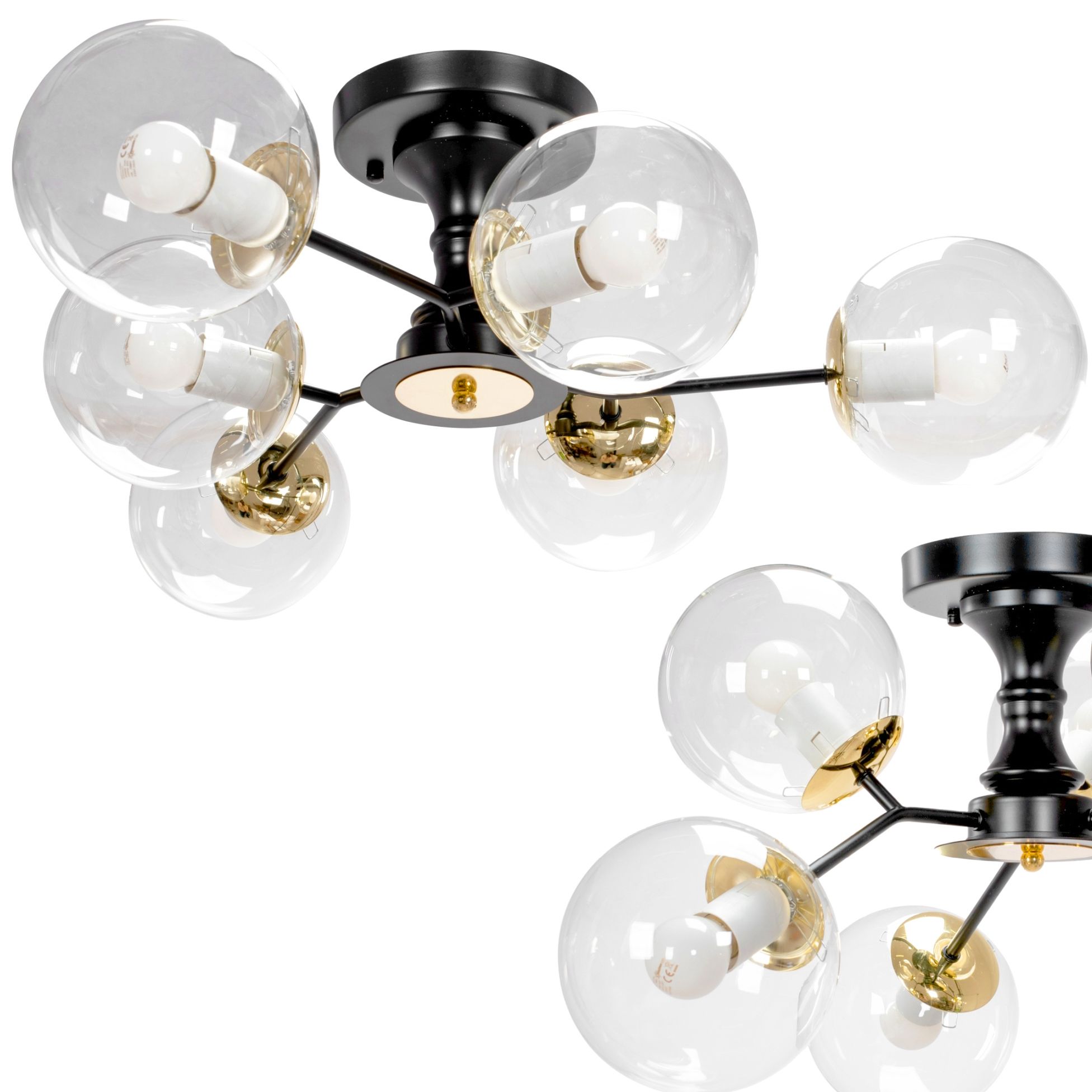 Lampa Sufitowa Wisząca Toolight App1134-6C Czarny Złoty
