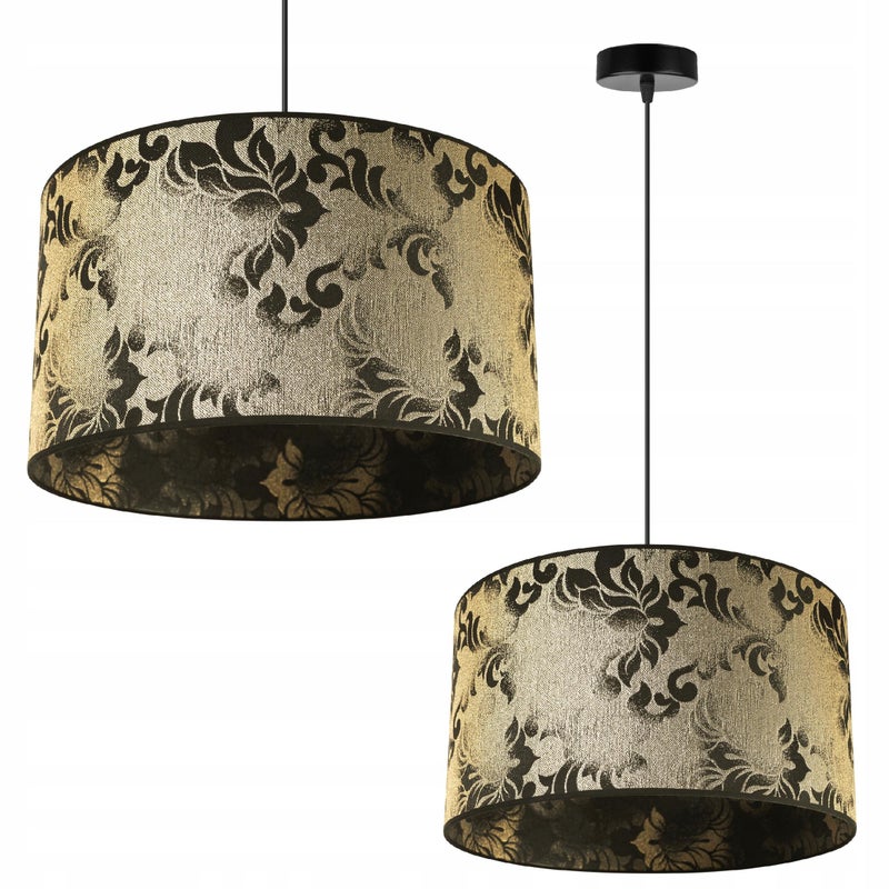 Zdjęcia - Żyrandol / lampa LIGHT HOME LH Lampa sufitowa wisząca chic Werona 1xE27 klosz owalny wzorzysty złoty/czarny Light Home LH