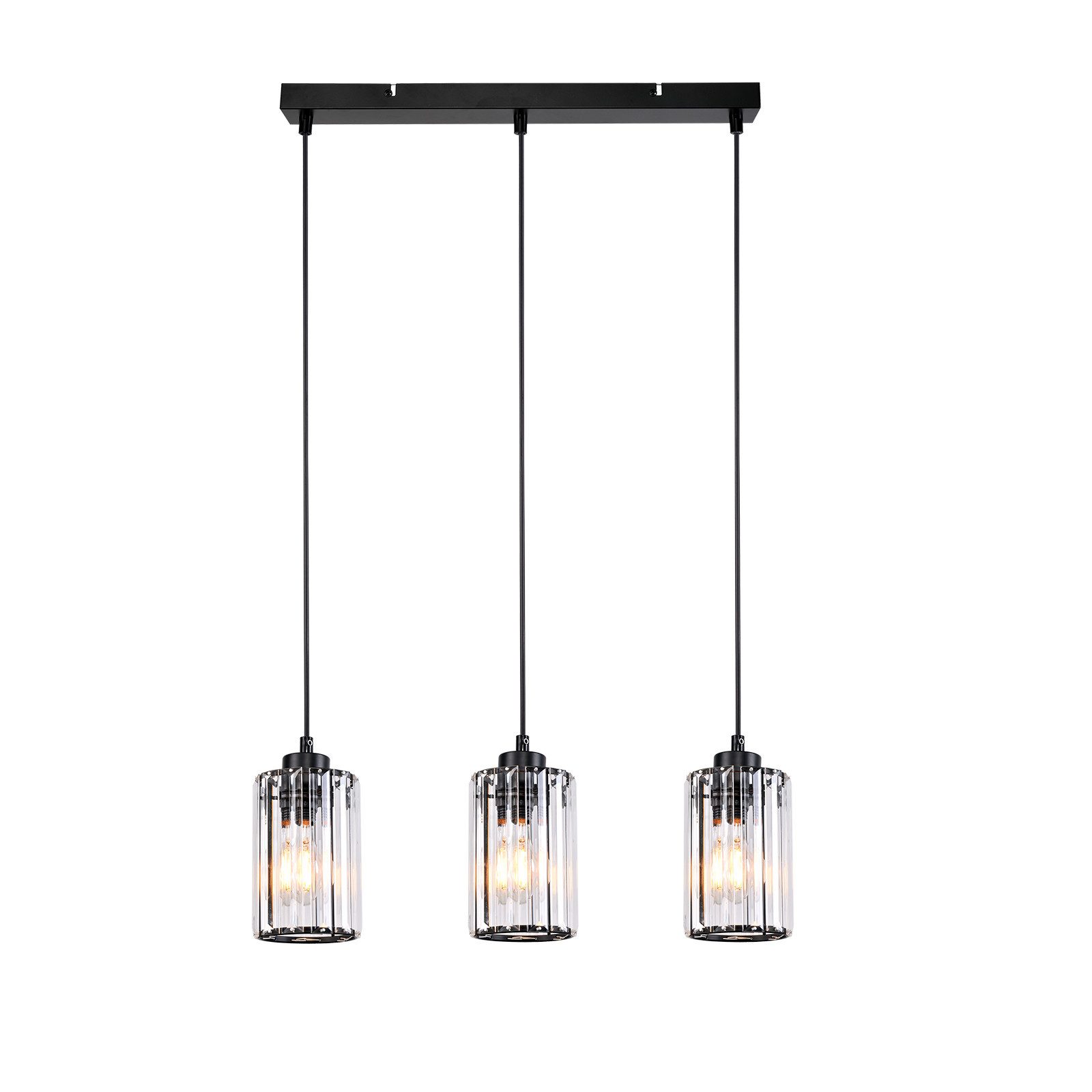 NETTLIFE Nowoczesna czarna kryształowa lampa wisząca nad stół jadalny 3 płomienie E27 - 9