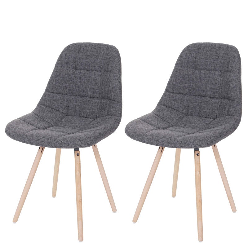 Zestaw 2 krzeseł do jadalni HWC-A60 II, krzesło kuchenne, retro 50s design ~ tkanina/tekstylia szary