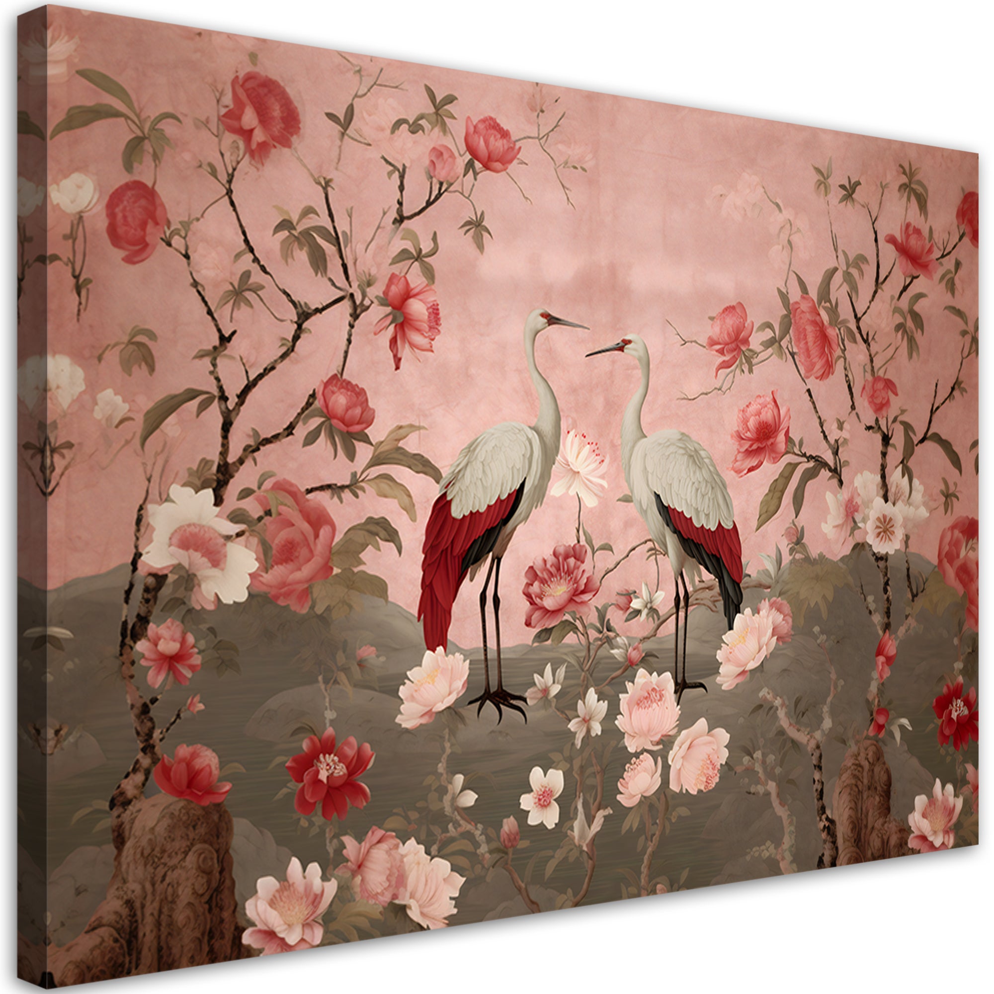 Obraz na płótnie, Kwiaty i ptaki Chinoiserie 120x80