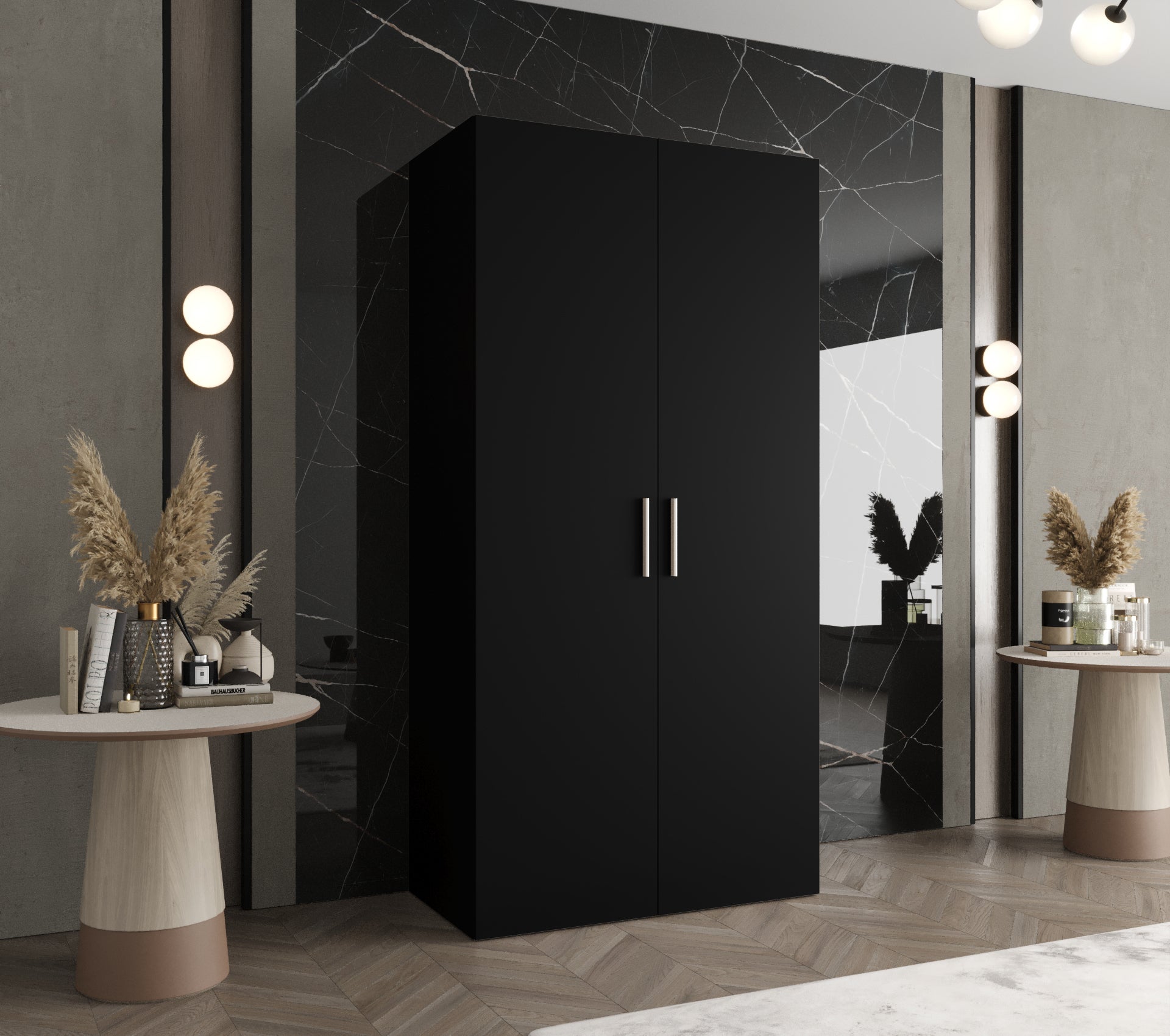 Szafa uchylna otwierana Bari 1 100 x 52 x 202 cm czarny + u. srebrny Abiks Meble - 2