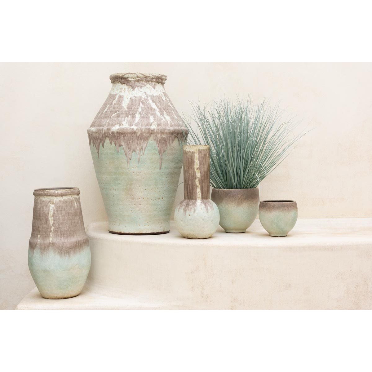 SANFERGE Vaso Geometrico In Ceramica Sfumatura Nera, 20,3 Cm, Design Moderno Per Decorazione Casa E Ufficio, Fiori Freschi O Secchi