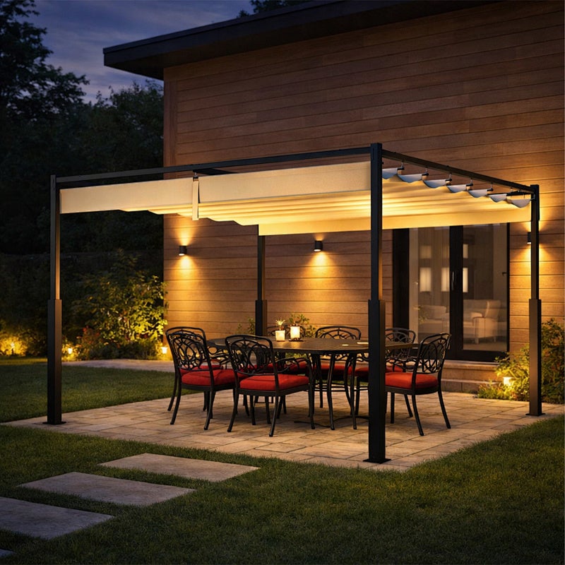 Pérgola metálica 300 x 300 x 220 cm Beige - 9