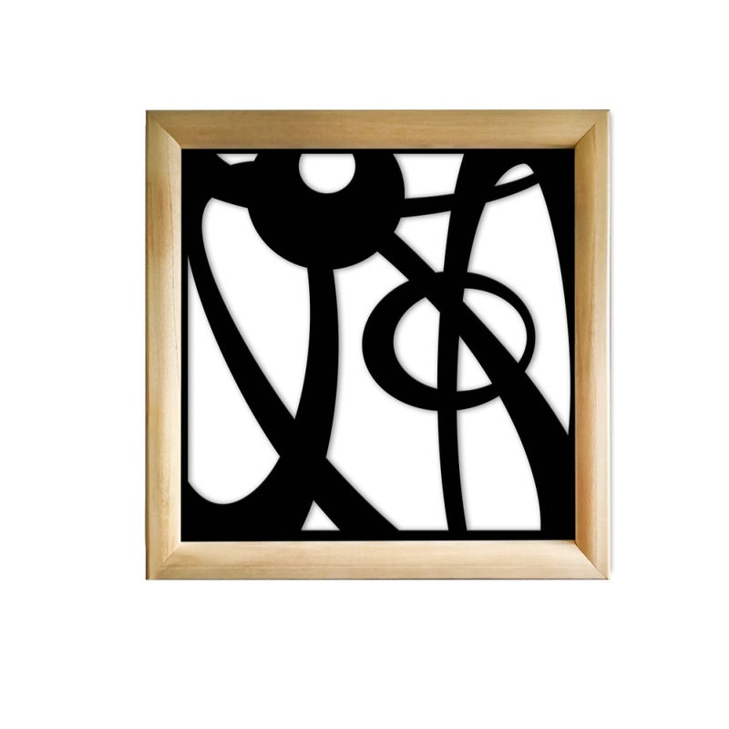 INTERSTELLAR - Kwadratowe moduły dekoracyjne z drewna i PVC - Rozmiar 98x98 cm - Grubość 64 mm - Kolor wewnętrzny CZARNY