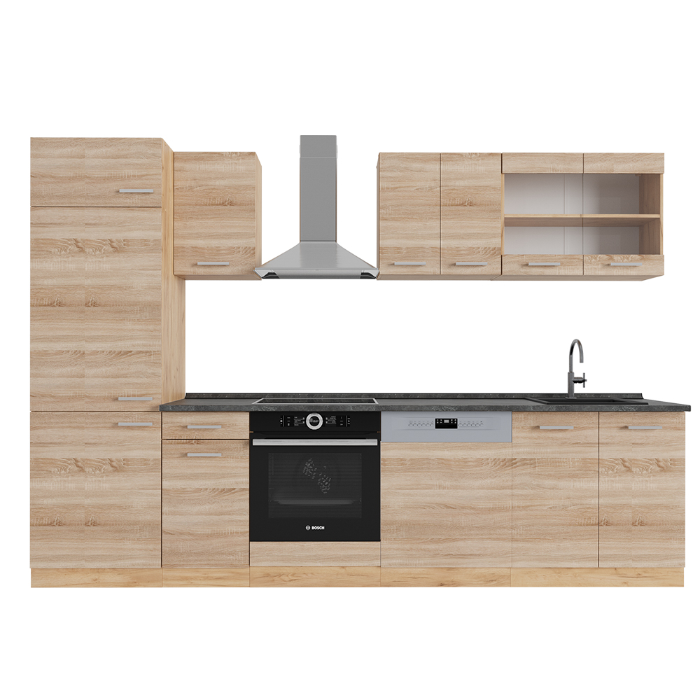 Vicco Aneks kuchenny R-Line, Dąb Sonoma/Goldkraft, 300 cm , BP Antracyt