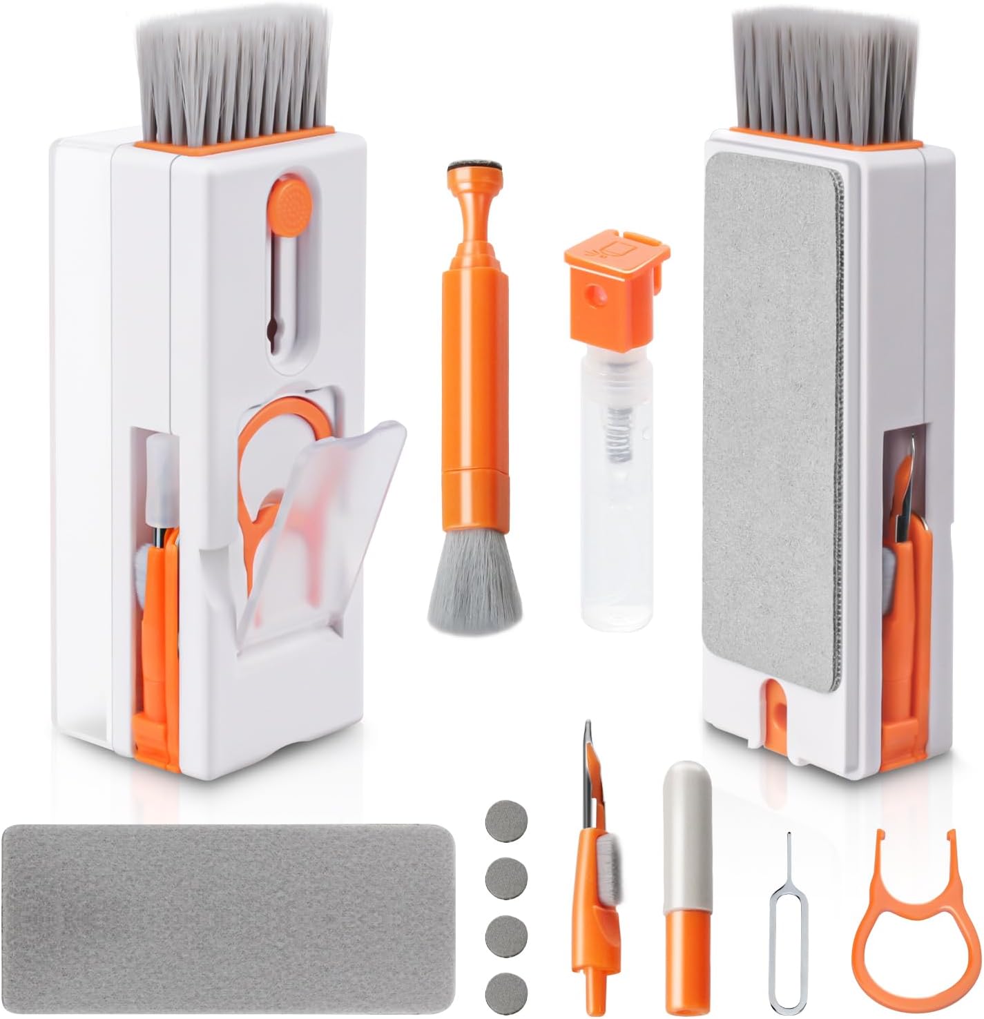 Zestaw do czyszczenia klawiatury 11 w 1, wielofunkcyjna szczotka do komputerów PC, tabletów, smartfonów, praktyczne narzędzie, pomarańczowy