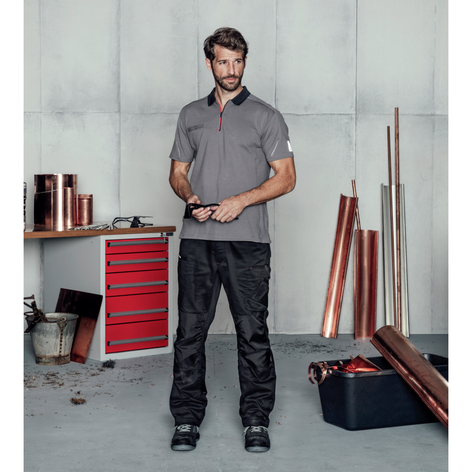 Polo de travail Stretch X Würth MODYF gris - 7