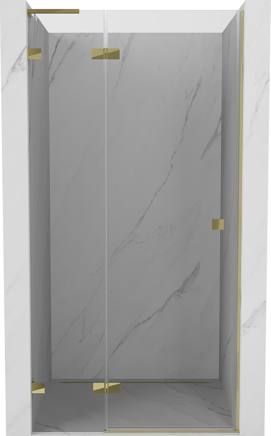 Mexen Lunar L drzwi prysznicowe uchylne lewe 70 cm, transparent, złote - 834L-070-000-50-00-L