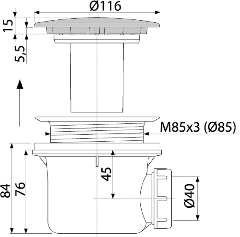 Alca Bonde + Siphon de receveur de douche, Bronze antique (A49ANTIC) - 5