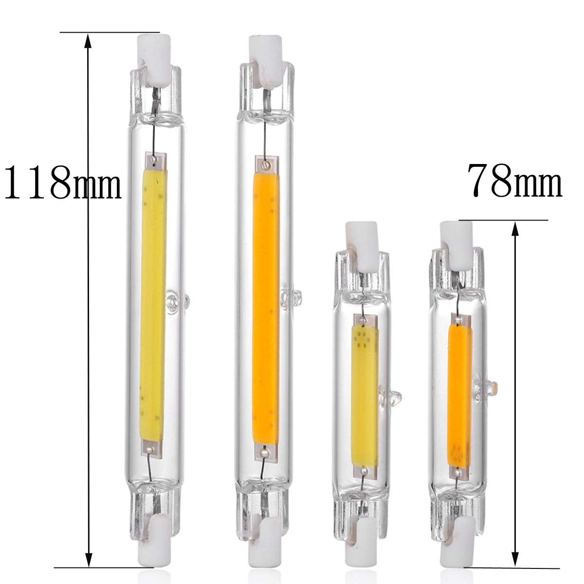 Ampoule LED R7S 118mm 10W Blanc Chaud, R7S LED 118mm Équivalent Ampoule Halogène R7S 100W J118, Éclairage à Faisceau 360 °, Lot de 2 - 8