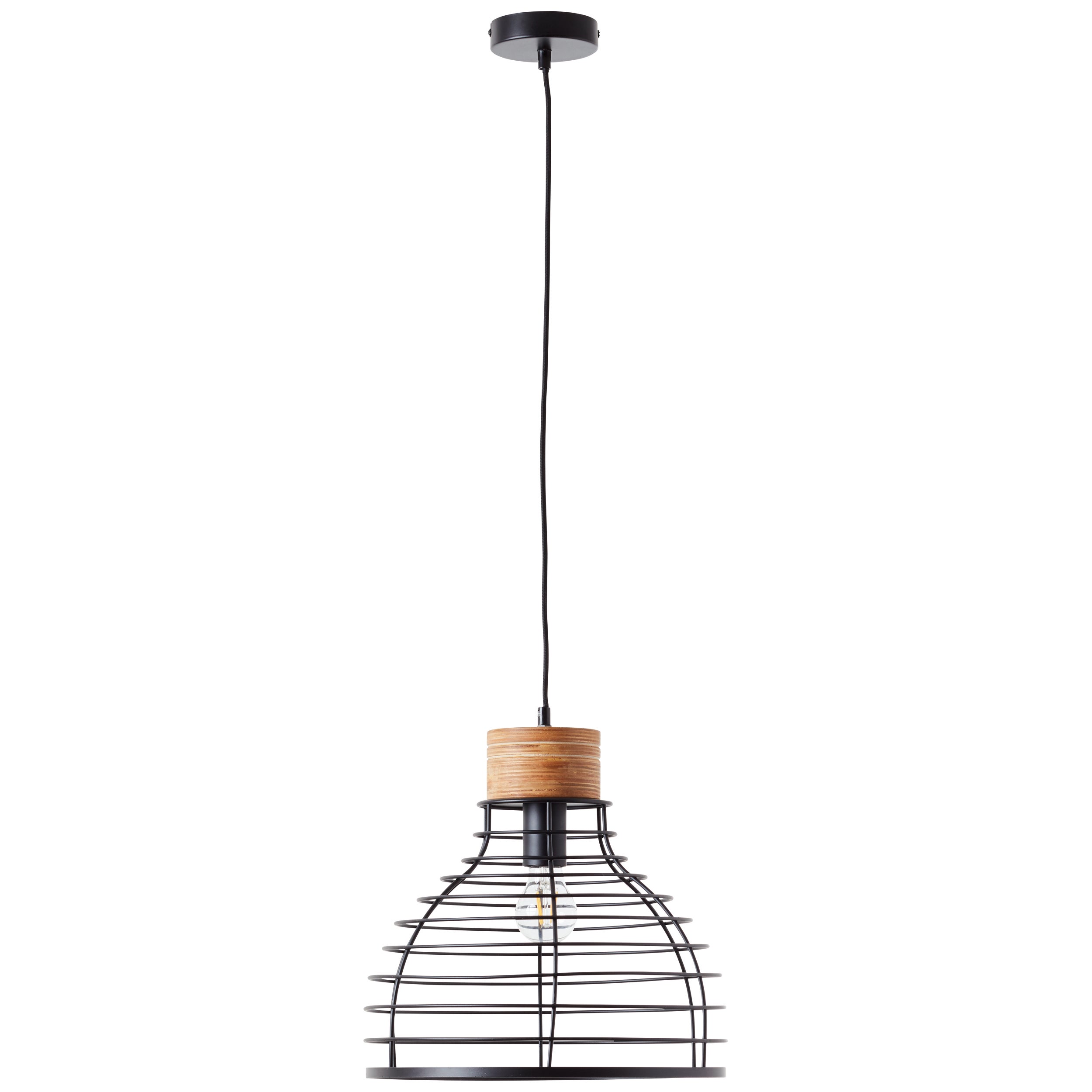 Brilliant Avia lampa wisząca 35cm czarny/drewno, metal/drewno, 1x A60, E27, 52W - 4