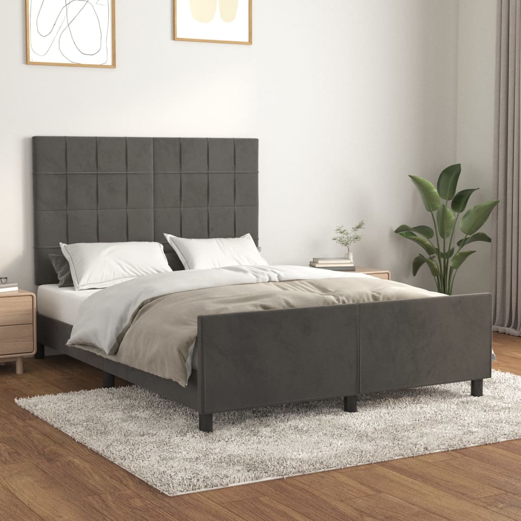 Rama łóżka bez materaca, ciemnoszara, 140x200 cm, aksamitna vidaXL