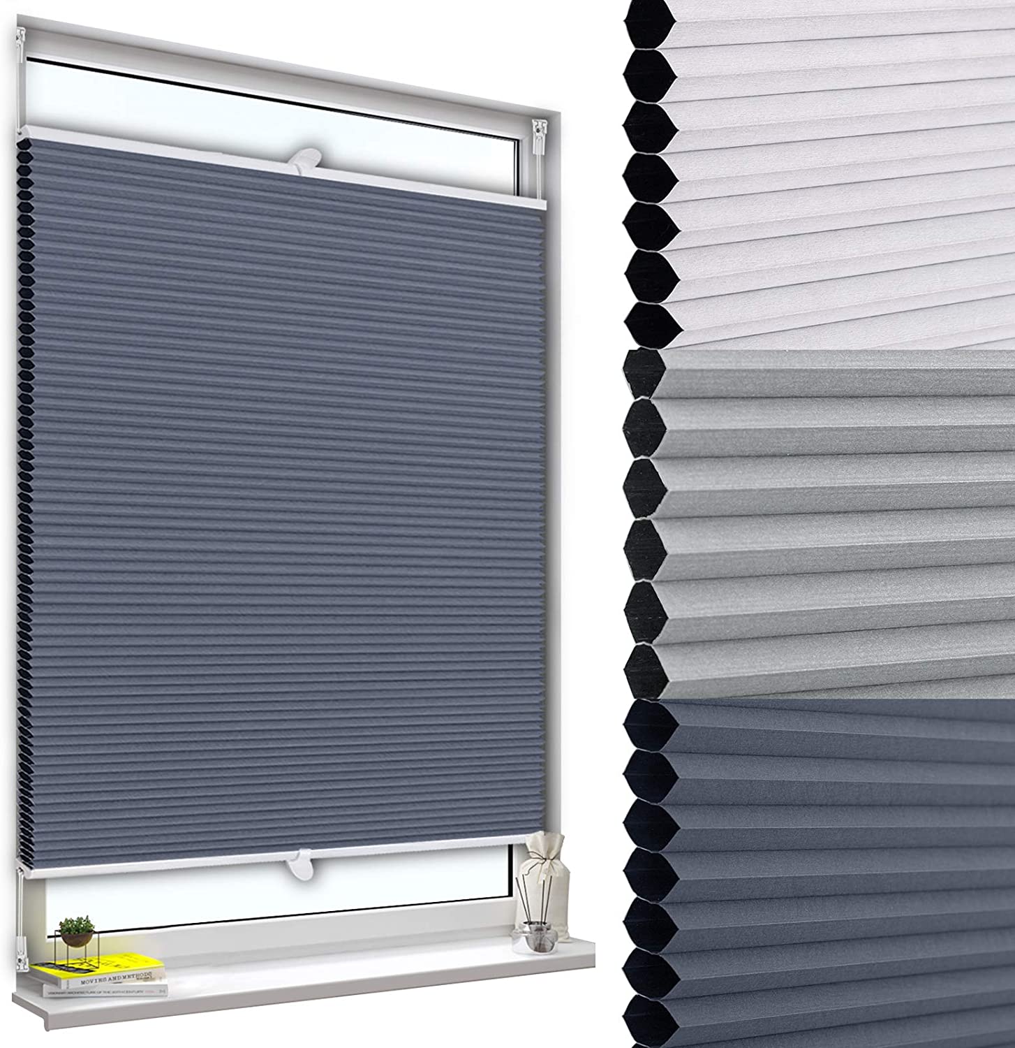WOLTU Store Plissé Nid D'Abeille 75x220cm Blanc - Occultant Thermique Antisolaire Sans Perçage
