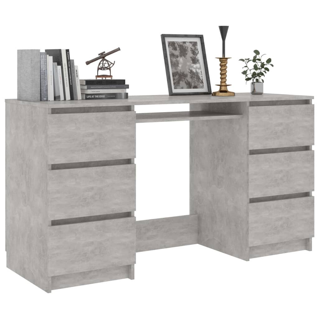 Bureau bois gris béton 6 tiroirs Study 140 cm - 3