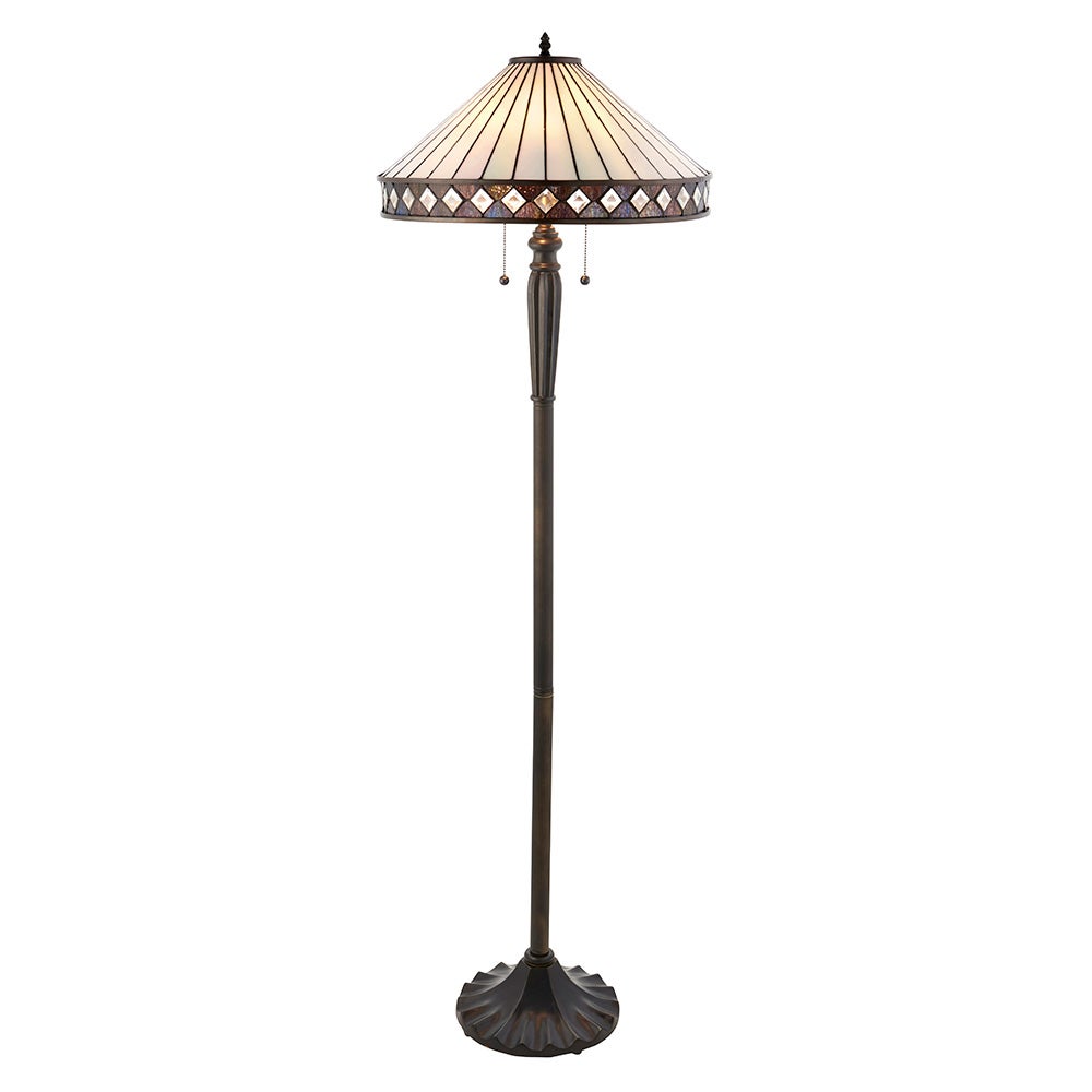 Lampa stojąca diamenty FARGO multikolor czarna 2xE27x20W szkło wym:157,5x50x50cm IP20 Tiffany