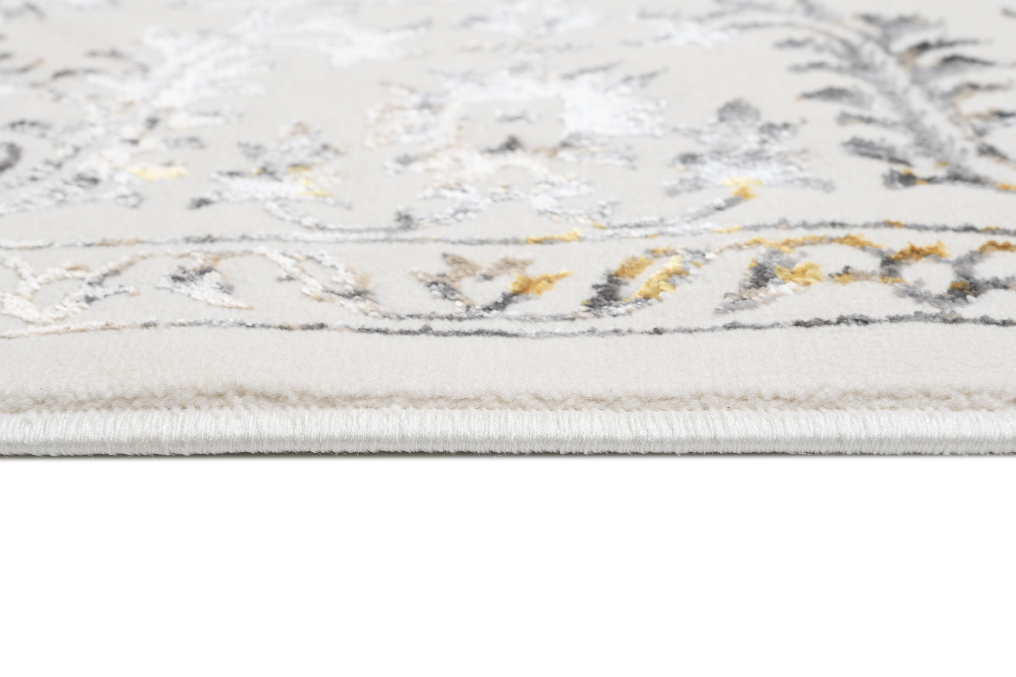 TAPISO Golden Tapis de Salon Moderne Vintage Crème Or Gris Beige Motif Ornamental Floral Bordure Doux Poil Court 80 x 150 cm - 5