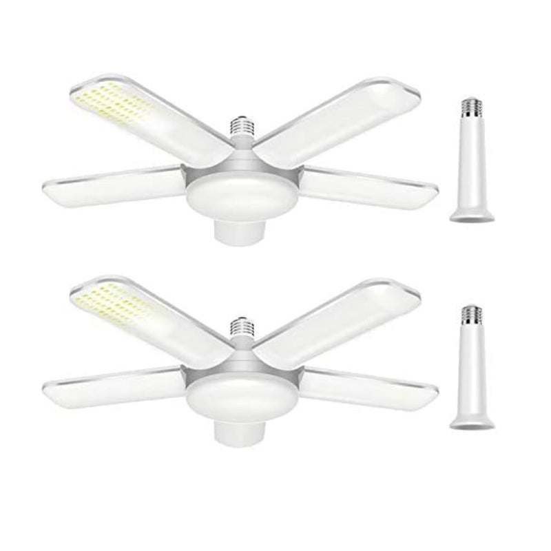 Oświetlenie garażowe LED 80 W, 2 sztuki (ciepłe światło), ściemnialna lampa garażowa E27, 5-panelowa, regulowana i odkształcalna lampa warsztatowa, la