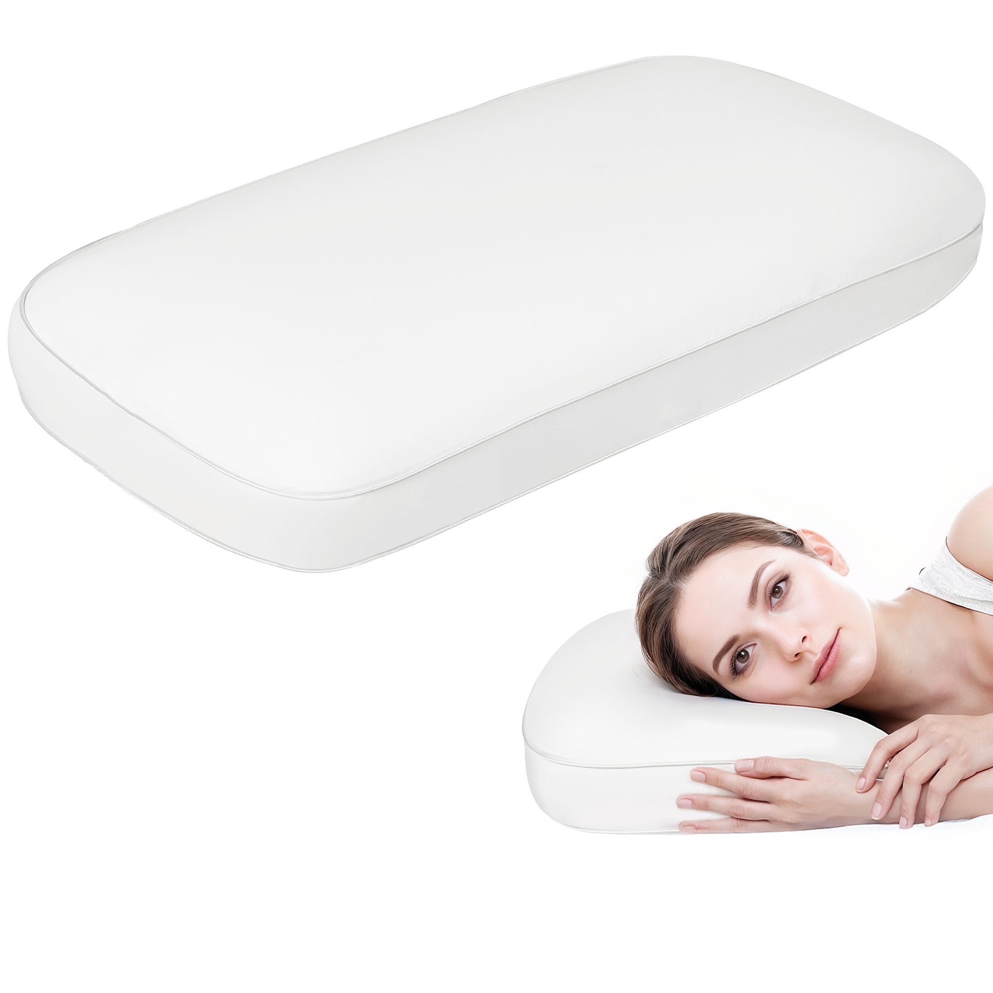 Almohada espuma viscoelástica homcom espuma viscoelástica, poliéster crema 81.28x40.64x15.24 cm