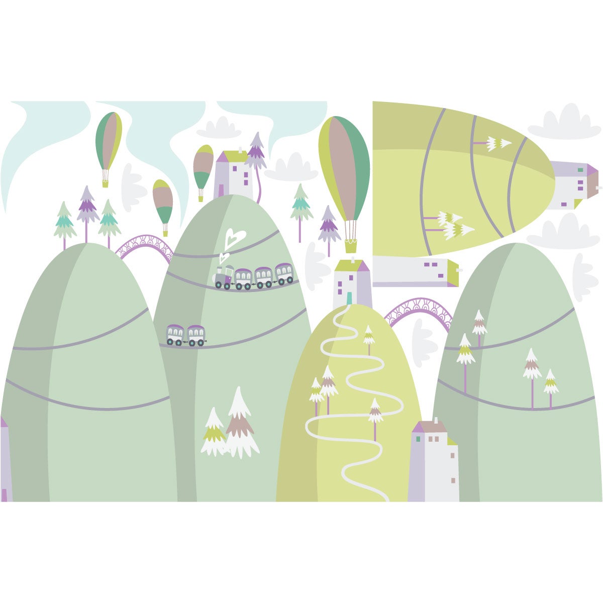 Adesivo mongolfiere delle montagne scandinave viste dal cielo - Sticker adesivo - adesivi murali - 60x90cm - 4