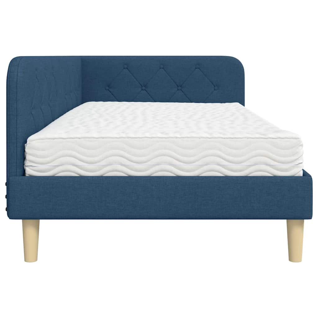 Cadre de lit d'angle, en tissu, bleu, 90 × 190 cm - 8