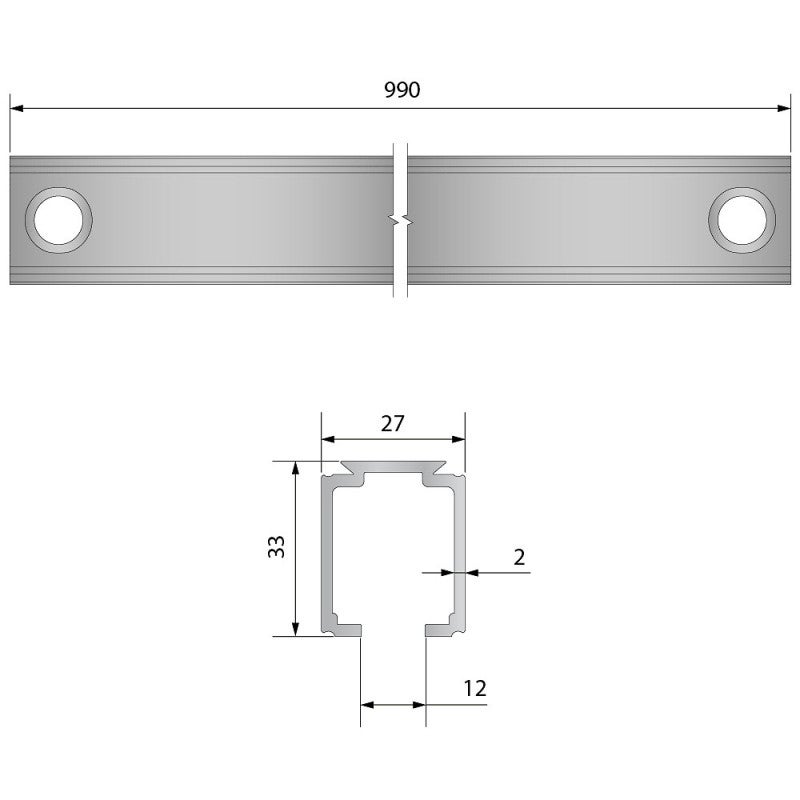 Rail raccordable en aluminium avec module de jonction pour SLID'UP 1000 - 1 m - 4