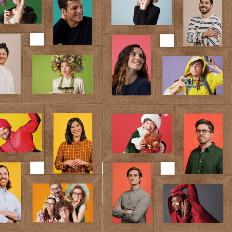 Collage de cadres photo de photo 24x(10x15 cm) Marron clair MDF - 4