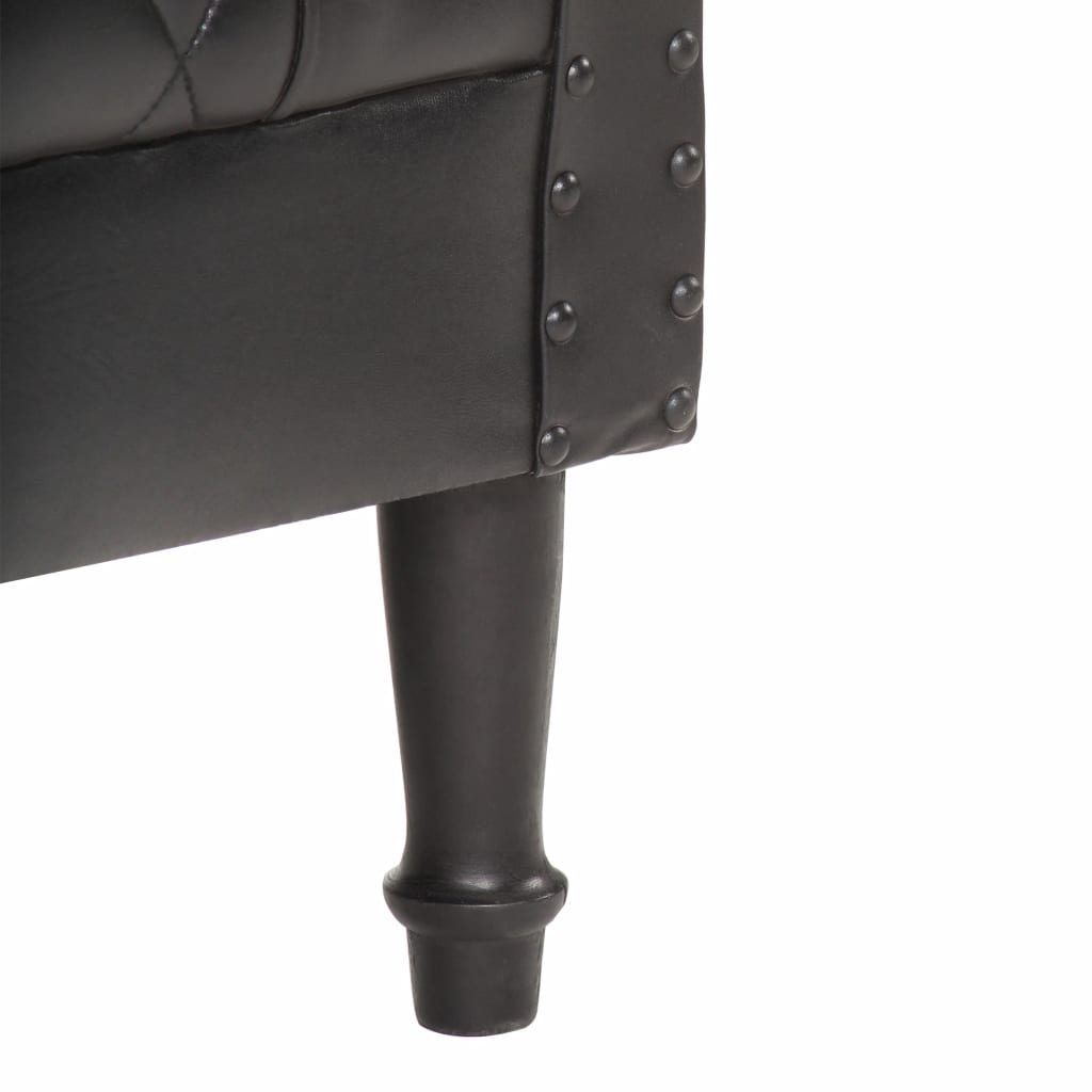 Fauteuil Noir Cuir véritable de chèvre - 6
