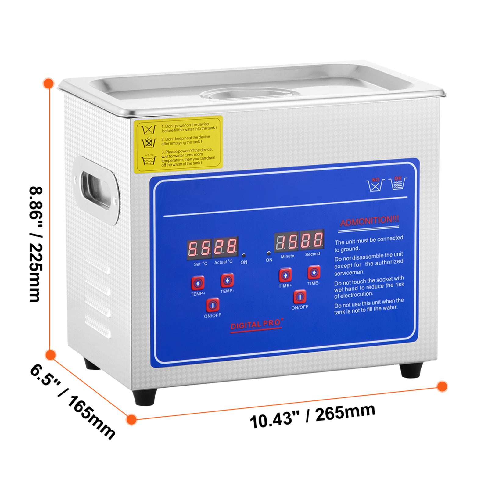 Nettoyeur Ultrasons SucceBuy 2,85L Professionnel,Minuterie Numérique & Chauffage,Acier Inoxydable,40kHz pour Bijoux,Lunettes,Montres,Argent - 2