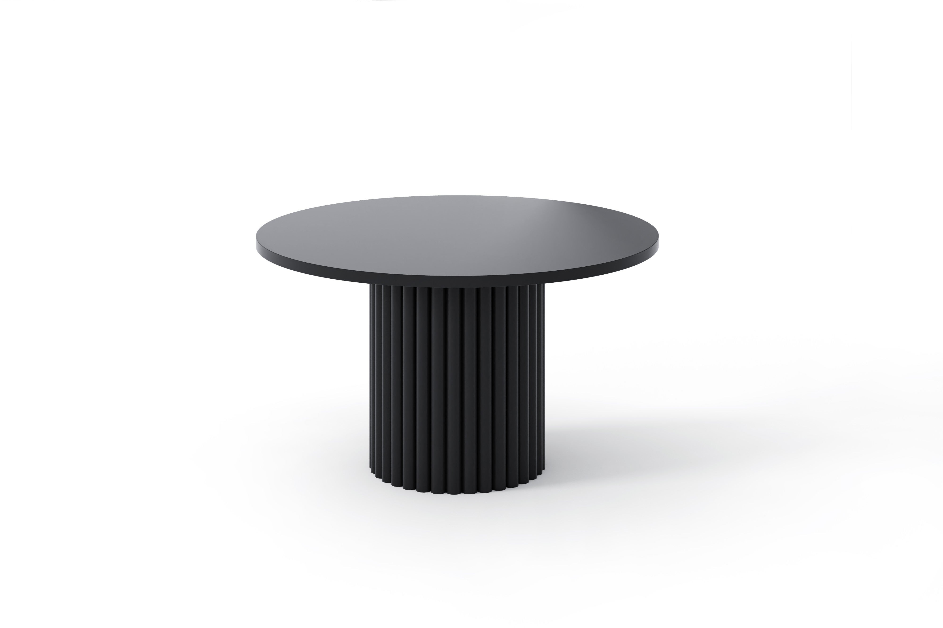 Nowoczesny Stolik VIRELO w Czarnej Wersji z Ryflowaną Podstawą – Elegancja i Funkcjonalność
