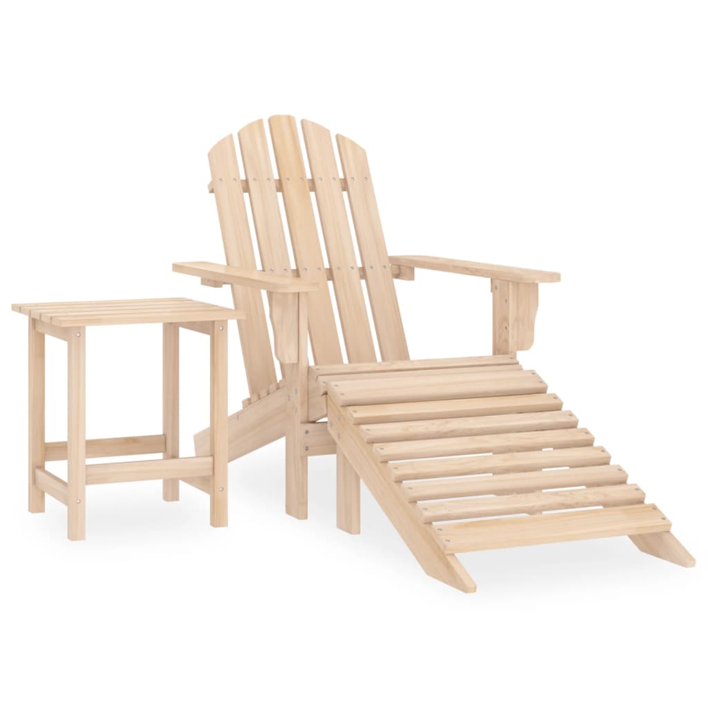 Chaise de jardin | Siège de Terrasse | Chaise d'extérieur Adirondack avec repose-pied et table Sapin CFW598802 - 2