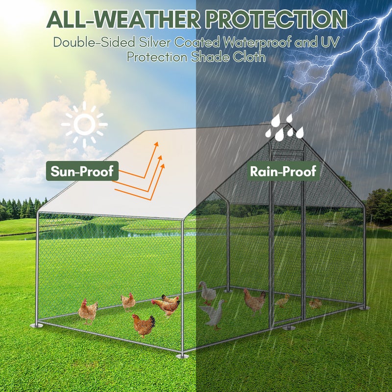 Galinheiro Galinheiro Aço galvanizado com rede com zona coberta com fechadura Galinheiro para pequenos animais 3 x 2 x 2 m 6m² - 4
