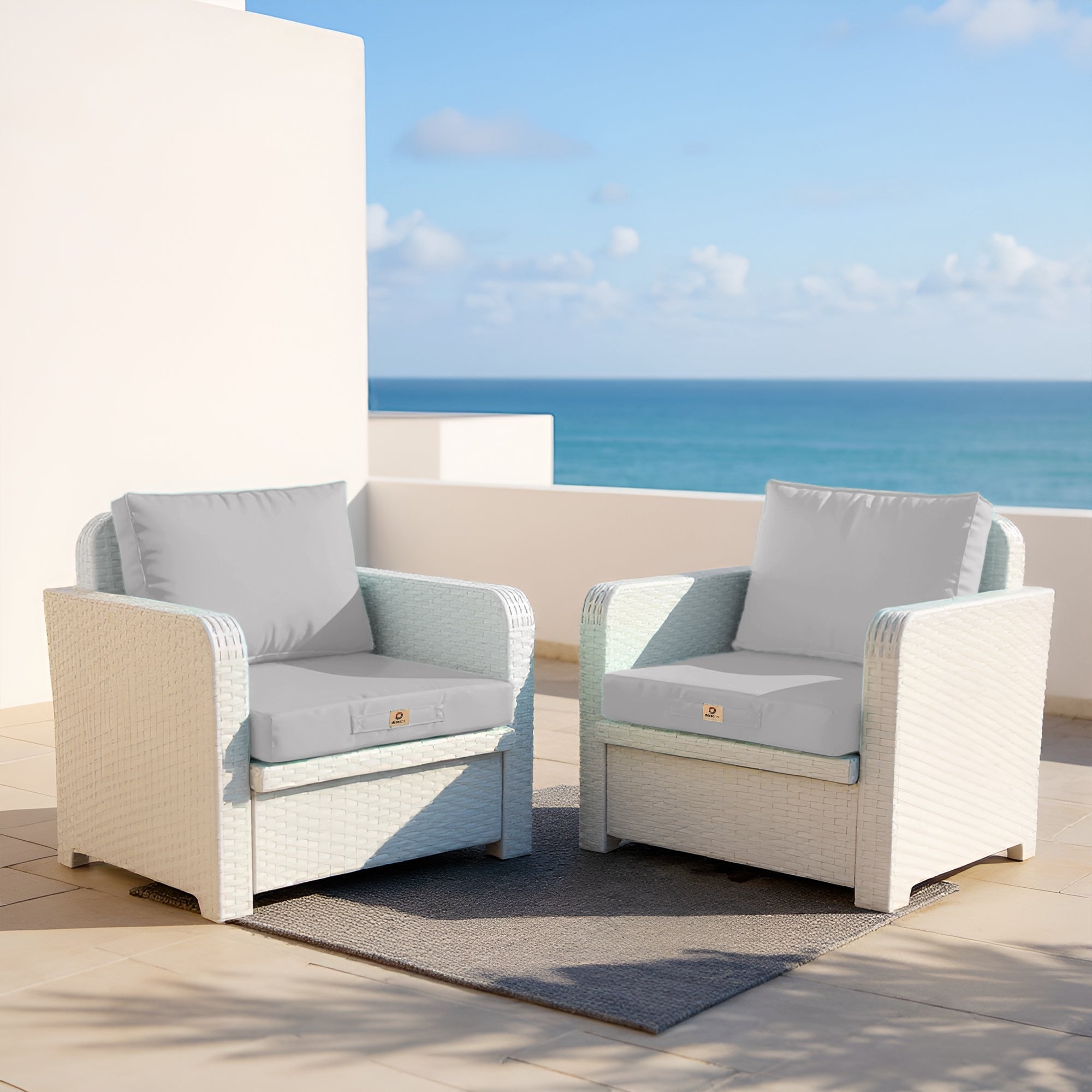Coussins pour salon de jardin déhoussable 50x60cm Gris galet - 2