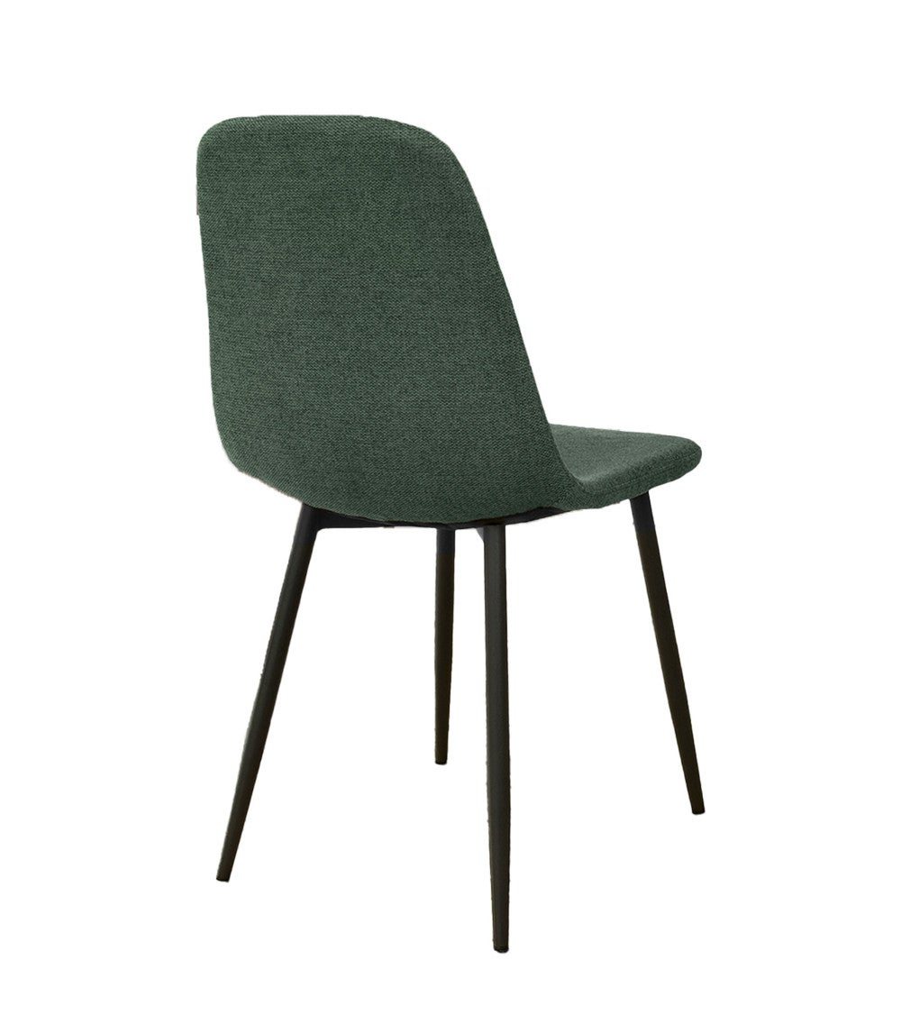 Pack de 4 sillas SUIZ sillas de comedor tapizadas en verde oscuro y patas negras - 5