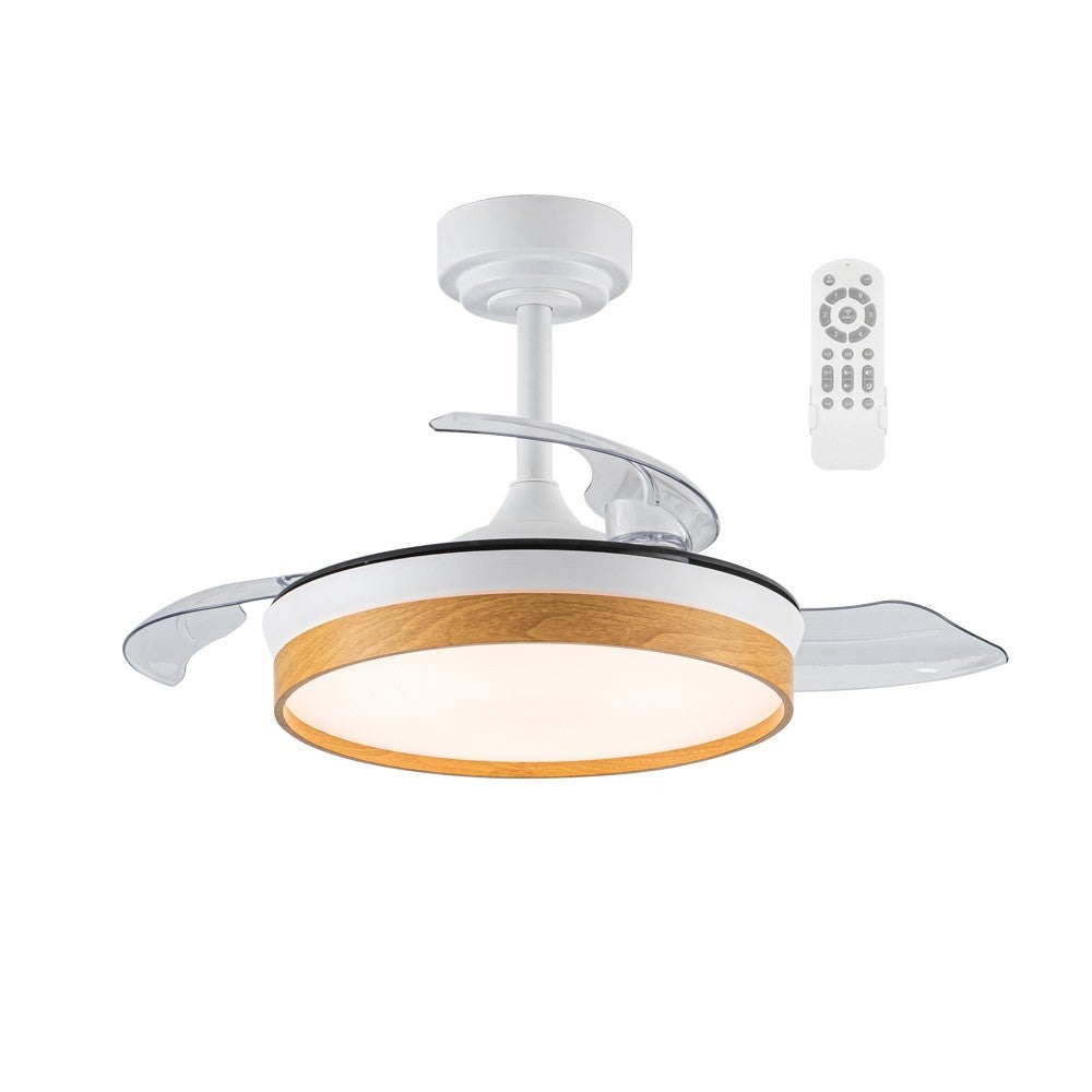 Chowany wentylator sufitowy z oświetleniem LED 46W CCT Dim Ø92cm Tamero Mini Beech