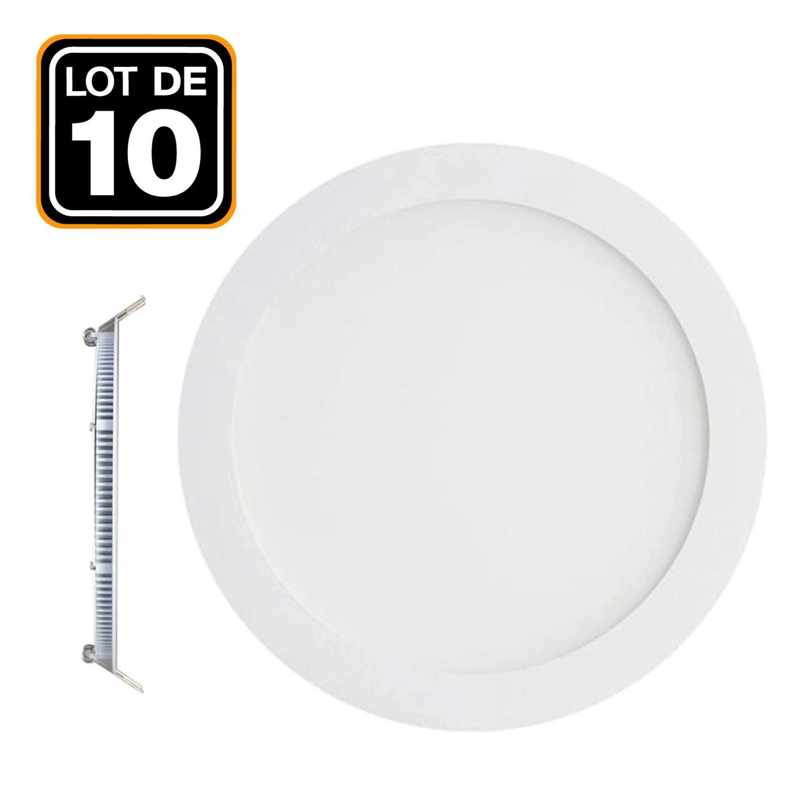 10 Spot Encastrable LED 6W Rond Extra-Plat Blanc Chaud 3000K | Leroy Merlin