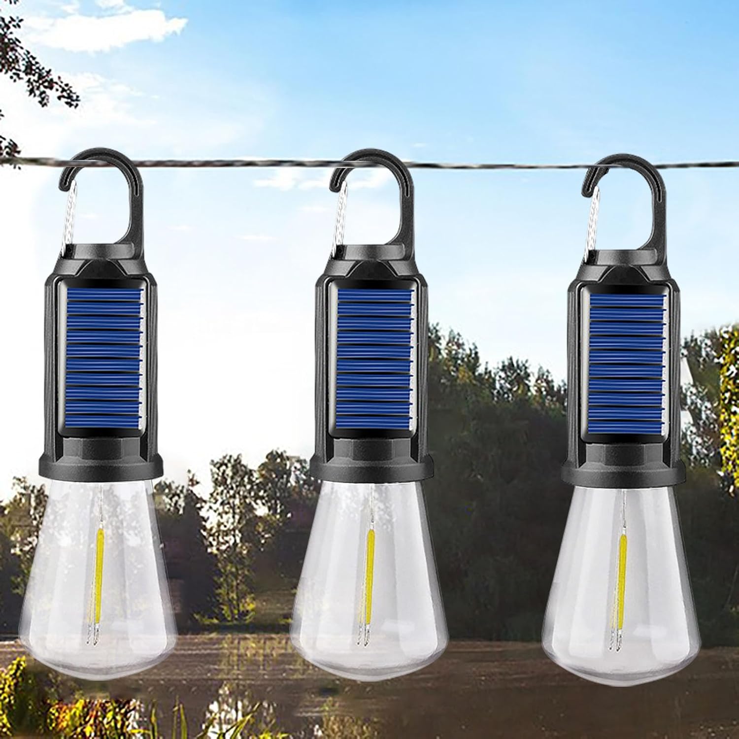 Lampada Da Campeggio A LED USB, 2 Lampadine Ricaricabili Da 7 W, Dimmerabili, 3 Modalità Di Illuminazione, 2700 – 5000 K, Luce Di Emergenza Con Gancio, A Batteria, Da Campeggio, Portatile, Per