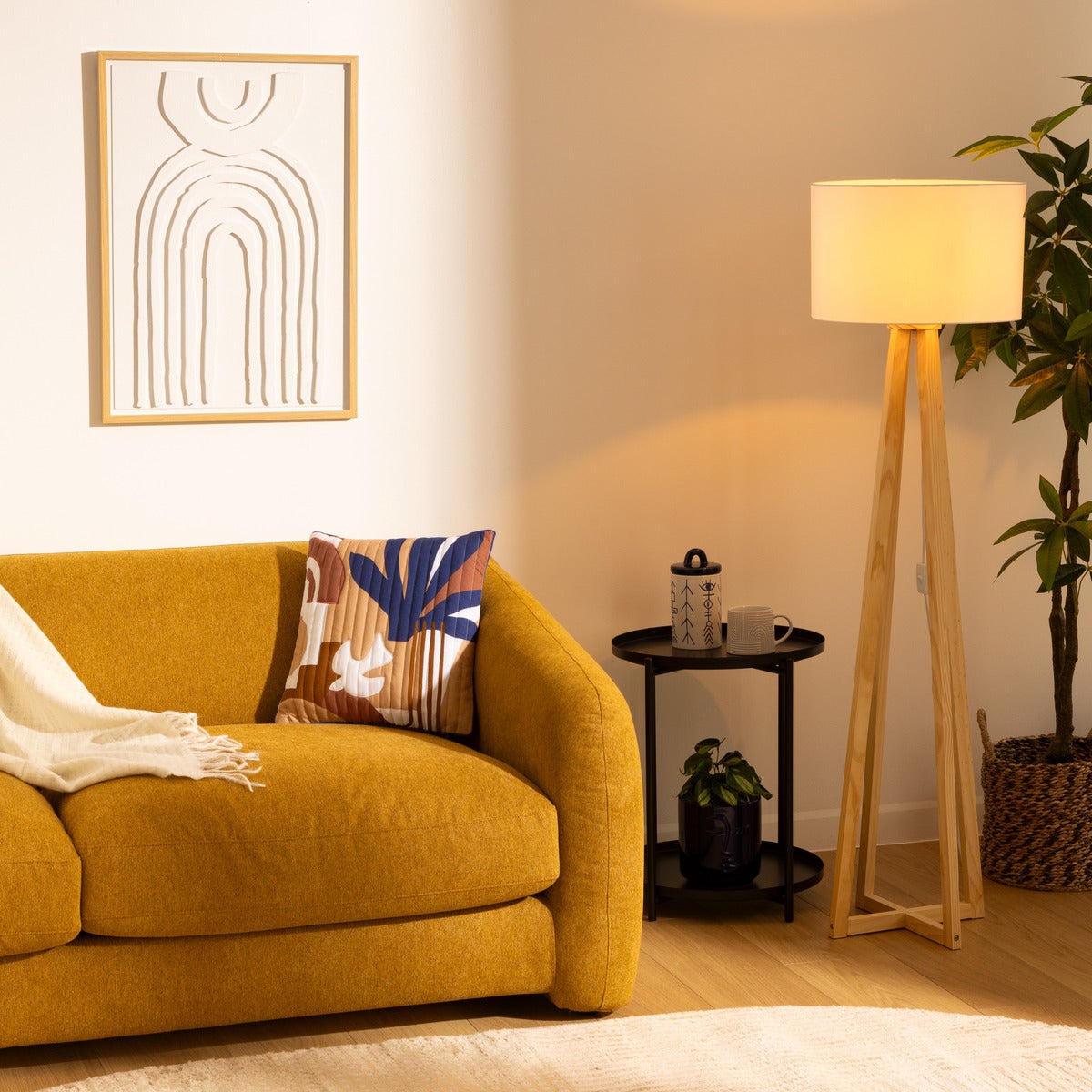 Atmosphera , Lámpara De Pie <>, Madera Y H140 Cm Blanco , Leroy Merlin