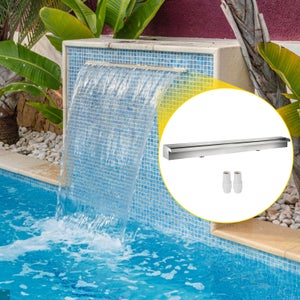 VEVOR Fontaine de la Piscine, Étang Argent en Acier Inoxydable 304 Cascade Bassin Extérieur avec Un Conduit d'eau pour Durer et Ajoutant Une Touche