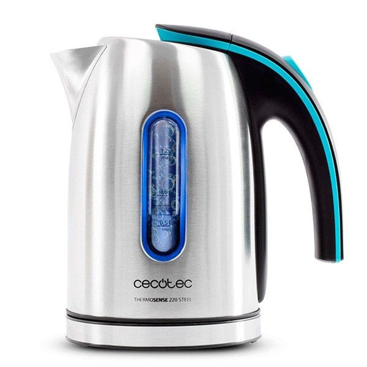 Cecotec ThermoSense 220 Steel – Bouilloire 1.2 L Acier Inox 1630 W, Sans BPA, Base 360°