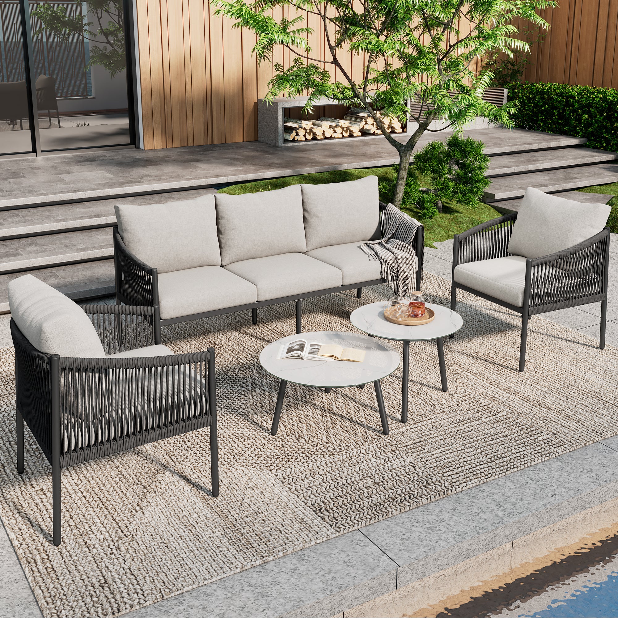 Rattan Soggiorni Da Esterno Salotto Da Giardino In Resina