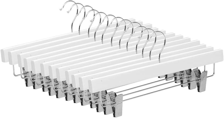 MAISON CONFORT | Perchoir pour jupe | Perche de Madère avec pince de couleur blanche | Paquet de 12 unités de 36 cm - 3